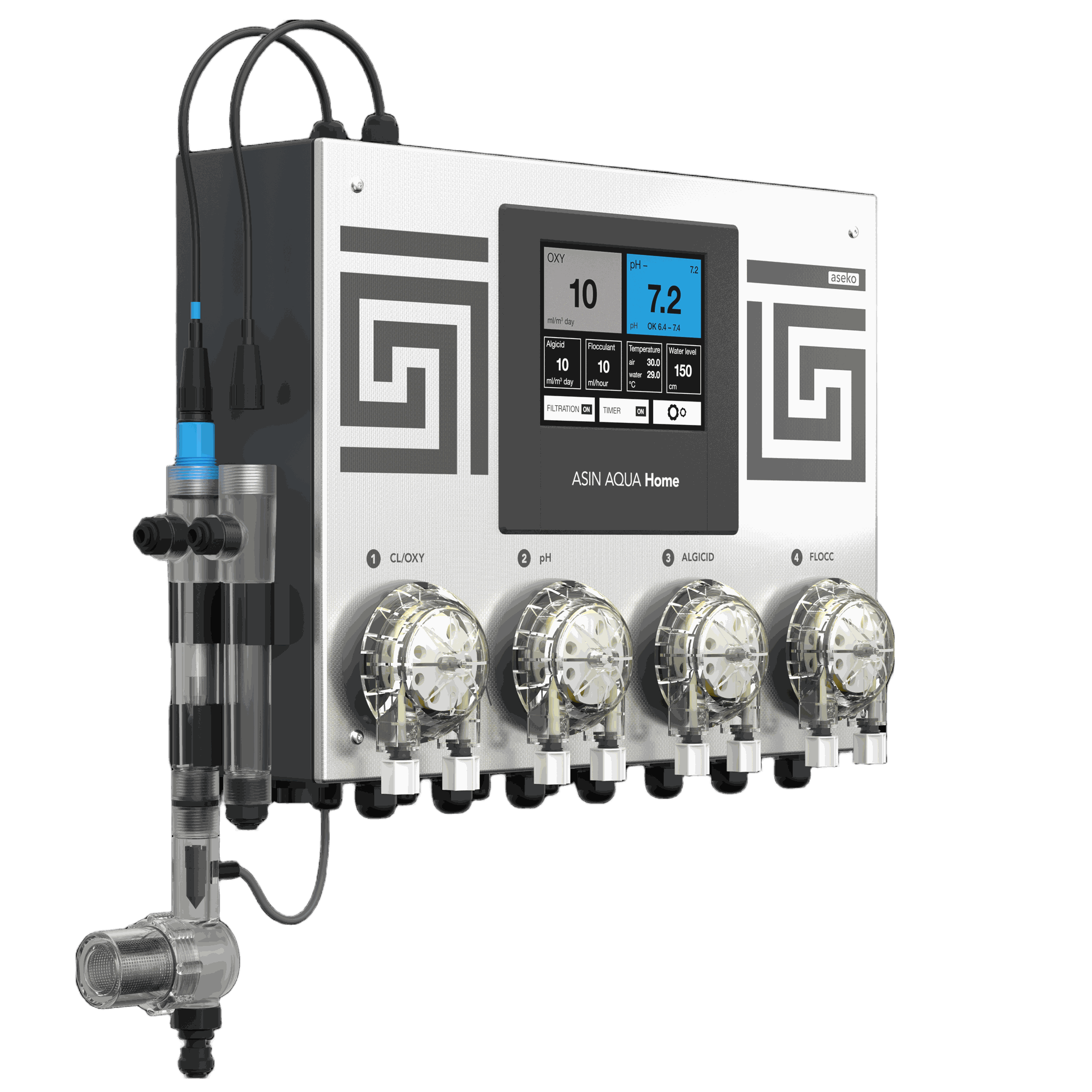 ASIN Aqua Home-doseringsstation til iltbaseret vandrensning med fire pumper